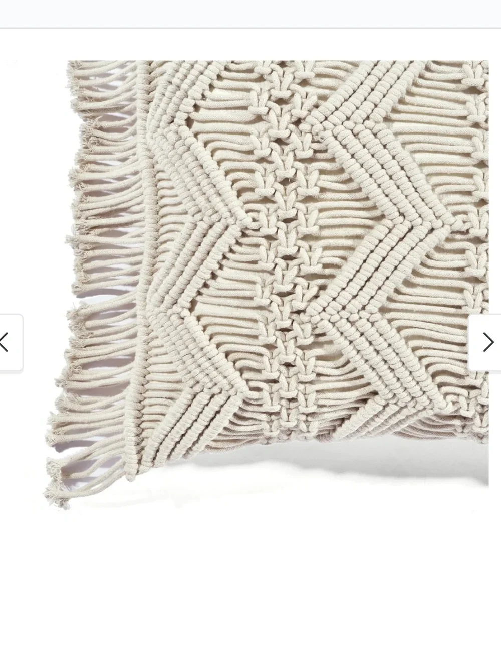 Chevron Macrame Decorative Pillow Cover Neutral cream ivory lumbar pillow throw